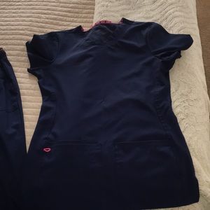 Navy sketchers scrubs and heart soul XS petite